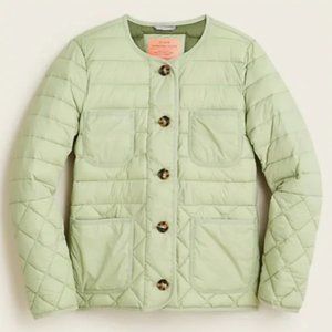 NWT J. Crew Faded Pistachio Puffer Jacket Coat with PrimaLoft, sz Med